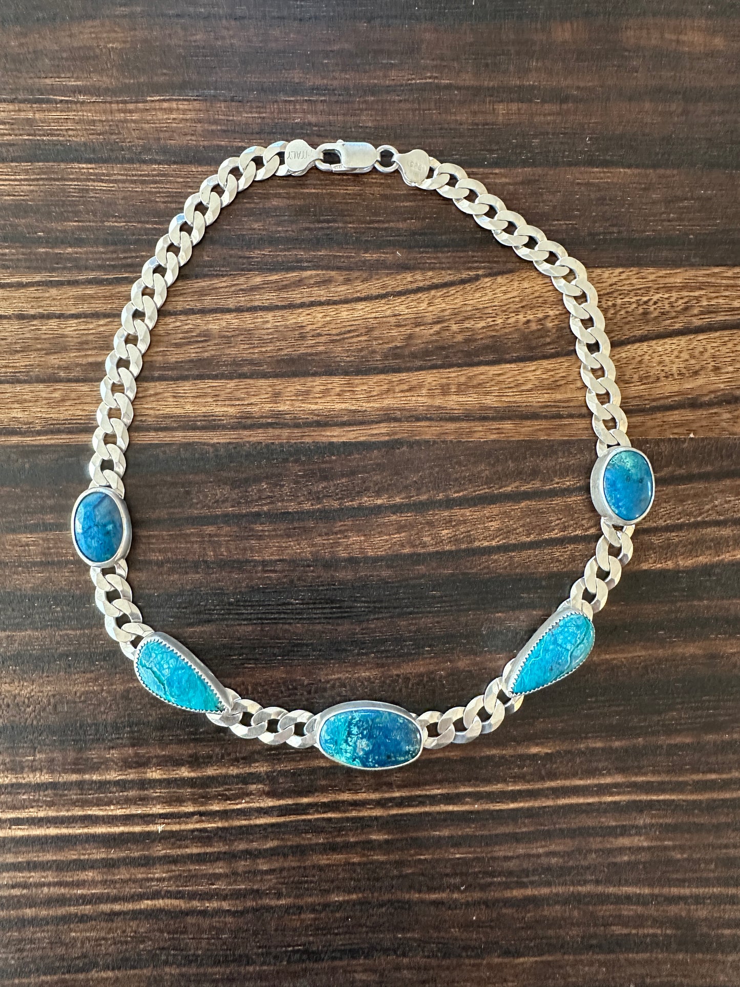Cuban Chain Necklace with Chrysocolla