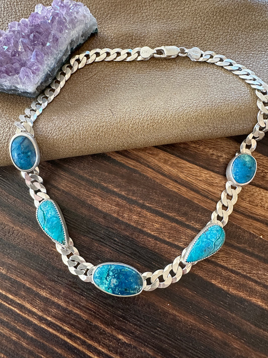 Cuban Chain Necklace with Chrysocolla