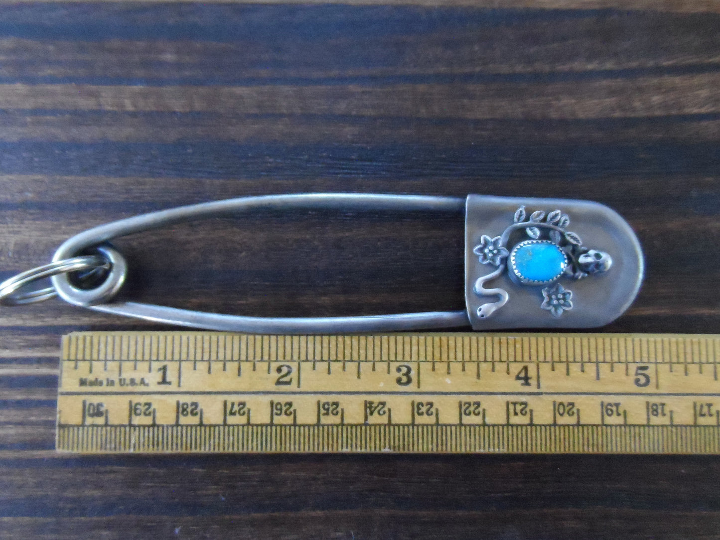 Skull Safety Pin Key Chain